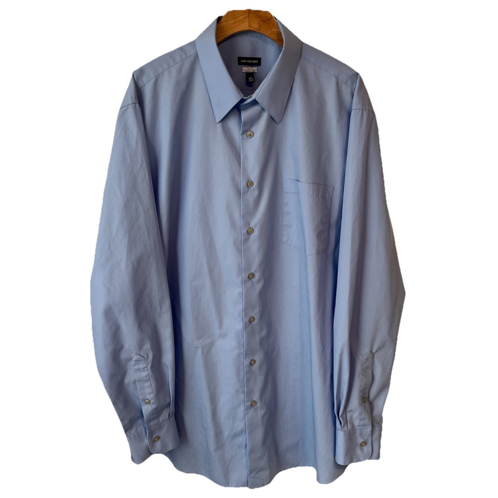 Van Heusen Mens Dress Shirt XL 17.5 35/36 Blue Long Sleeve